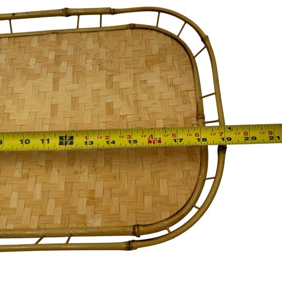 Vintage Woven Bamboo Rattan Serving Lap Tray Tiki Bar - Picture 3 of 7